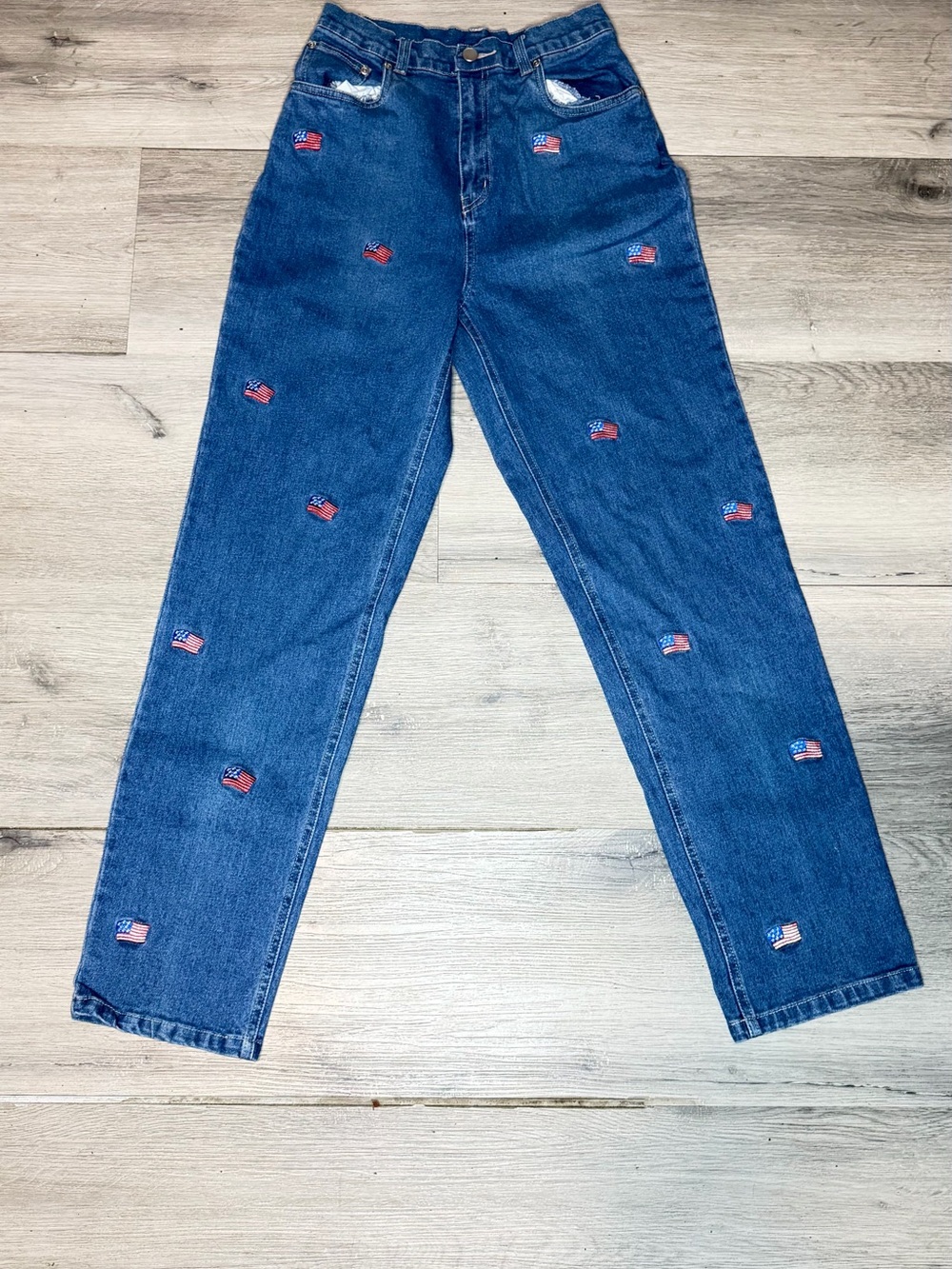 Embroidered Flag High-Waist Women’s Jeans